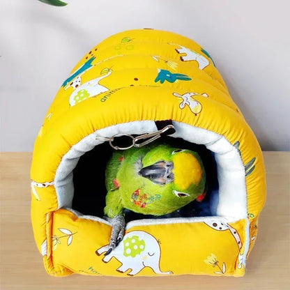 1pc Cute Print Bird Bed Mini Cage Rabbit Squirrel Mat Guinea Pig Nest Hamster House Small Animal Sleeping Bed Pet Hanging Cage - Urbizia