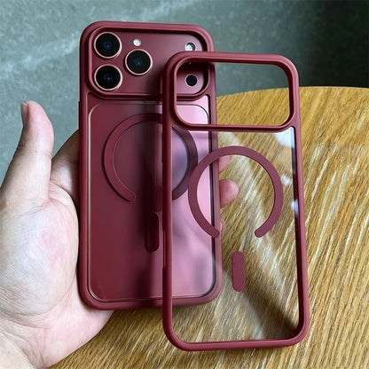 For Magsafe Wireless Charge Phone Case For iPhone 18 Pro Max 17 16 15 14 Plus 13 12 11 18 Pro Max Transparent Acrylic Back Cover