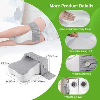 Long 14”Knee Pillow for Side Sleeper Fully Support Thighs and Knees for Required Knee Separation- Leg Pillow - Large, Gray