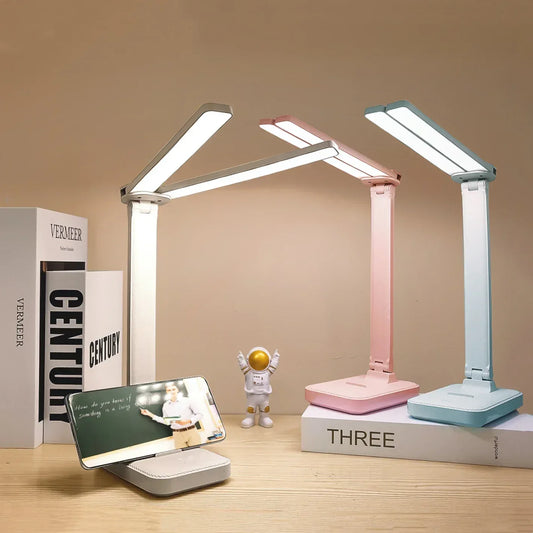 LED Desk Lamp 3 Levels Dimmable Touch Night Light USB Rechargeable Eye Protection Foldable Table Lamp For Bedroom Bedside Desk - Urbizia