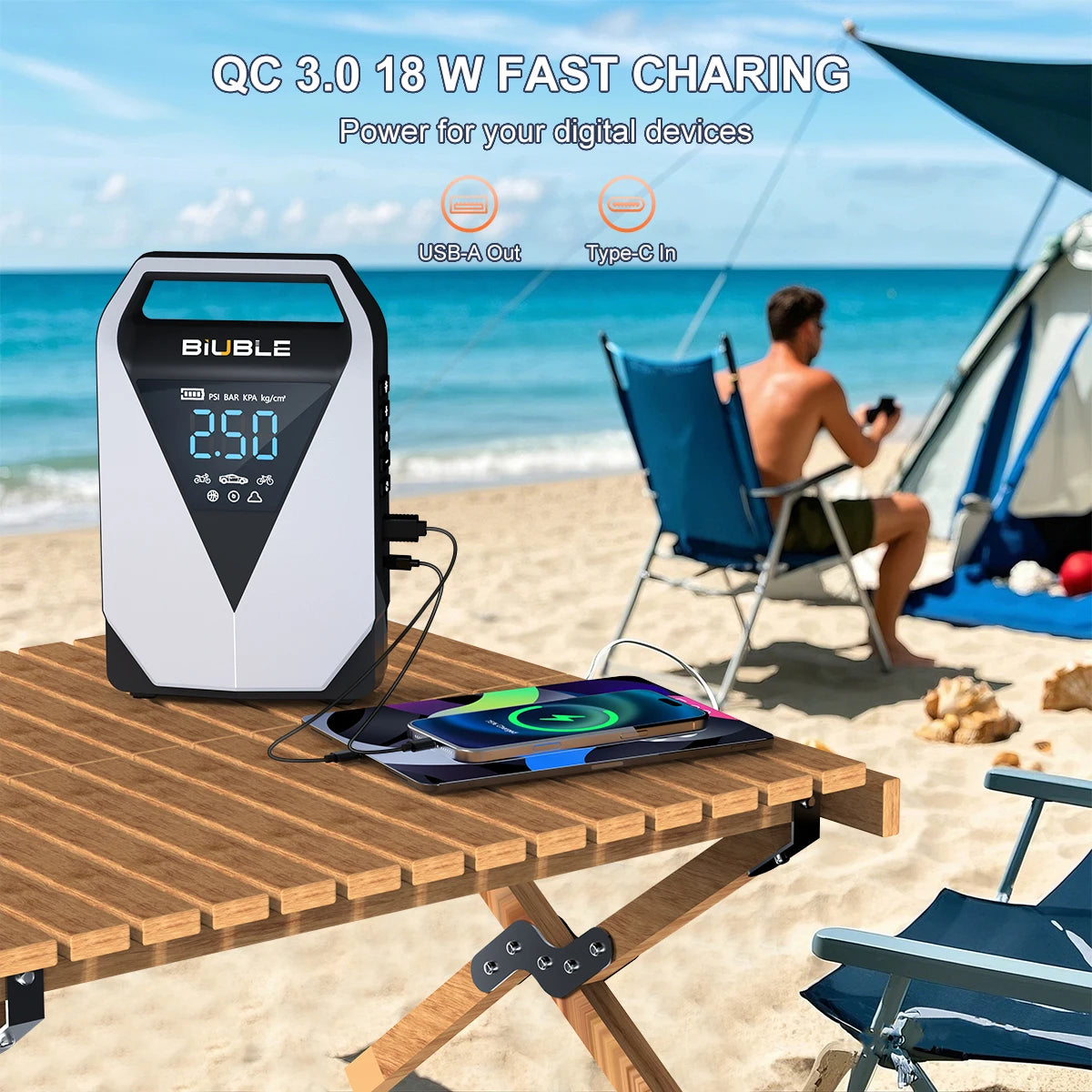 1500A Peak Car Battery Starter Kit, Featuring a 150 PSI Air Compressor, Jump Cable Box, Portable Starter for 12L of Gasoline/10.0L of Diesel Engines, LCD Display, 3-Mode LED Flashlight, Fast Charging USB-C, Lithium Polymer Ba