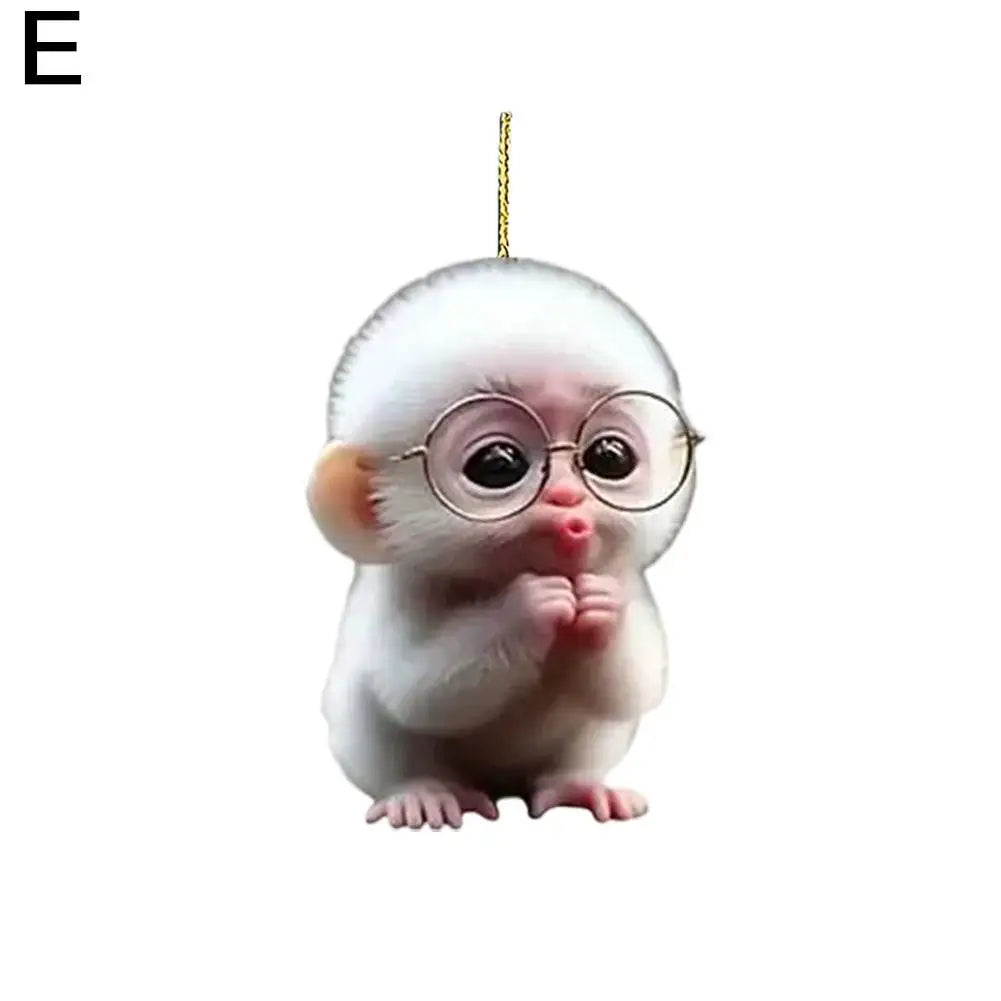 2D Acrylic Monkey Pendant Personalized Decor Pendant Christmas Monkey Pendant Acrylic Ornament For Car Cartoon Xmas Tree Decor