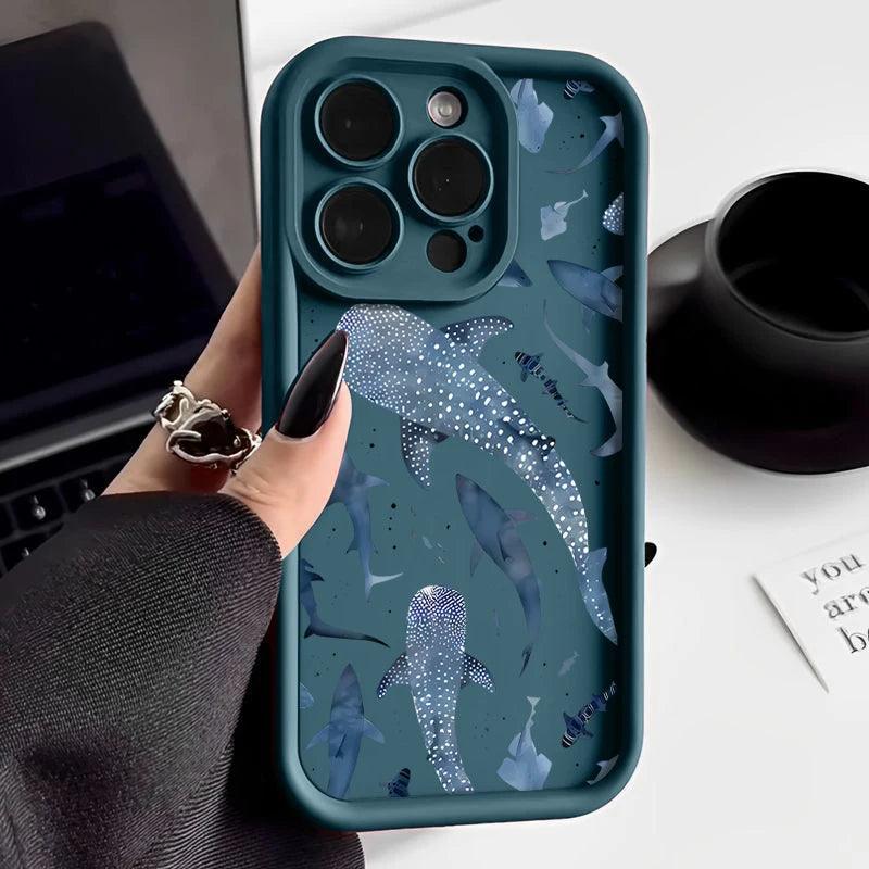 Whale Printed Soft TPU Case for iPhone Series