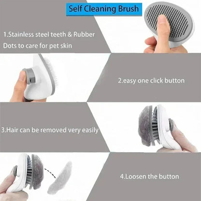 Pet Dog Brush Cat Comb Self Cleaning Pet Hair Remover Brush For Dogs Cats Grooming Tools Pets Dematting Comb Dogs Accessories - Urbizia