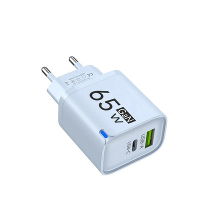65W GaN Type C USB Fast Charge Chargers Dual Ports Cellphone Power Adapter For Samsung Huawei Xiaomi iPhone USB C Wall Charger