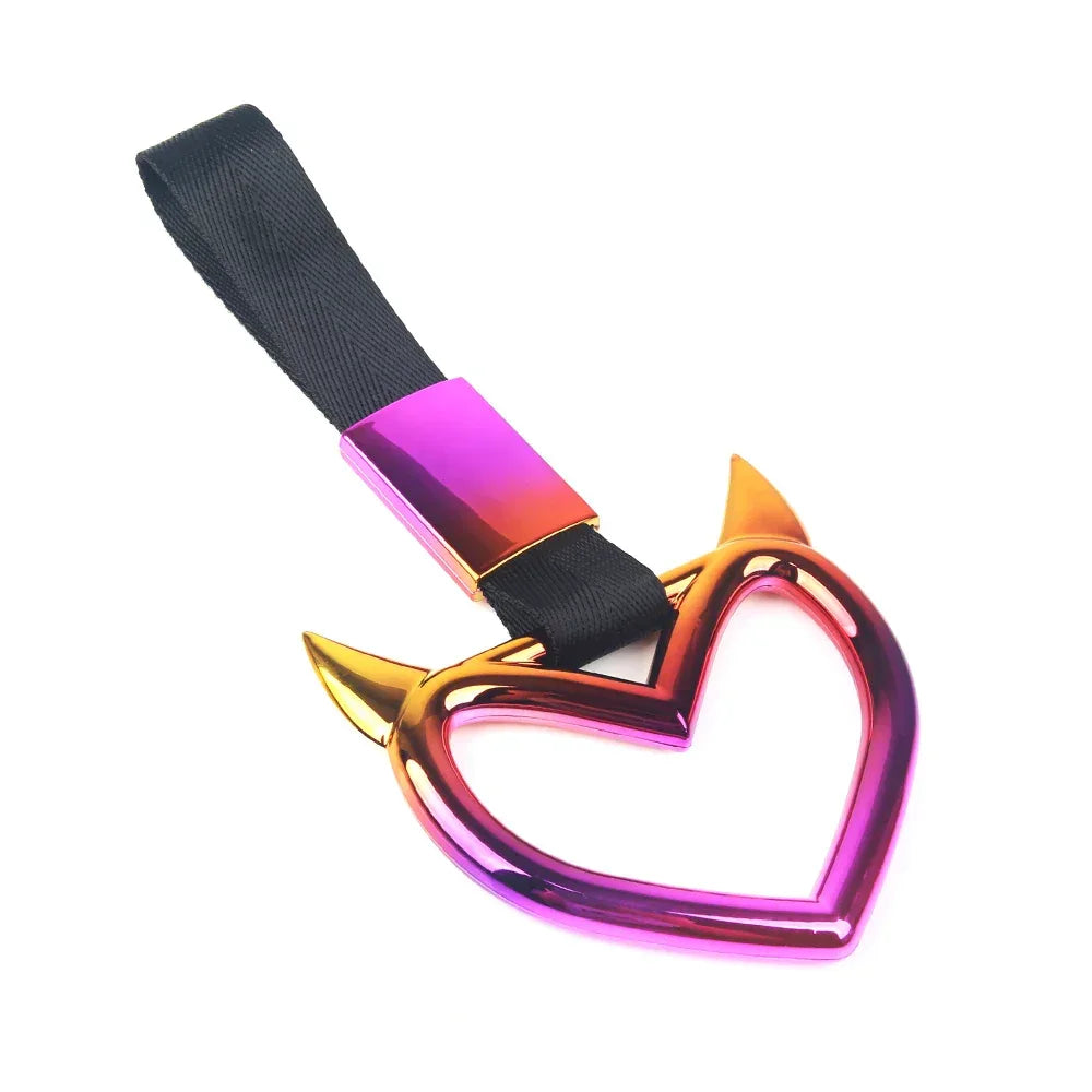 Colorful Car Tow Strap Tsurikawa Ring Heart JDM Train Bus Handle Hand Strap Styling Drift Charm Strap Auto Accessories
