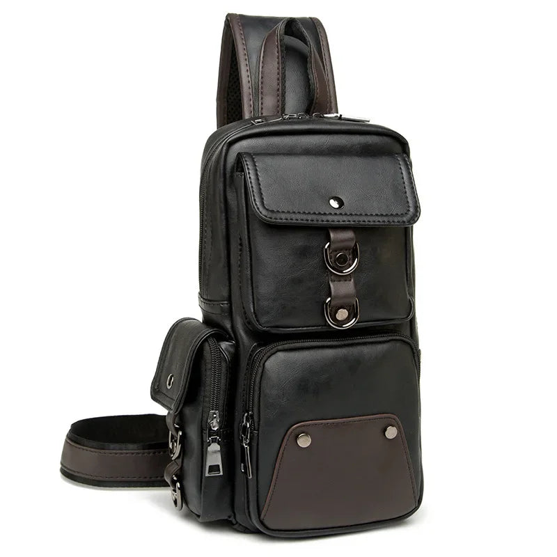 Vintage Luxury Designer Leather Crossbody Bags for Men Messenger Chest Bag Fashion Casual Bag Waterproof PU Single Shoulder Bags