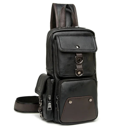 Vintage Luxury Designer Leather Crossbody Bags for Men Messenger Chest Bag Fashion Casual Bag Waterproof PU Single Shoulder Bags
