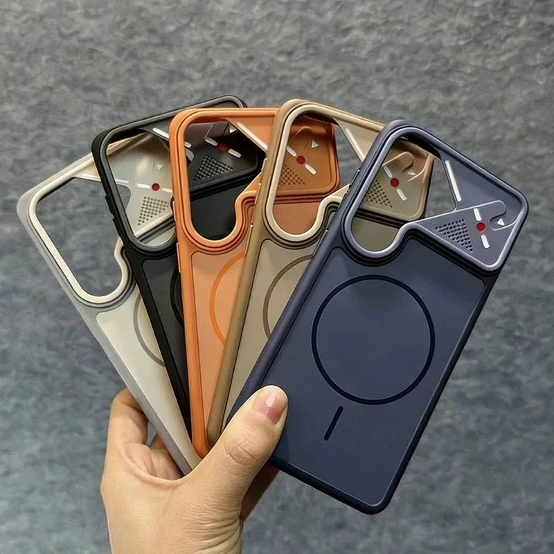 Luxury Magnetic Large Window Protection Case for Samsung Galaxy S26 Ultra Plus S26+ TPU Frame For Magsafe Wireless Charge Cover