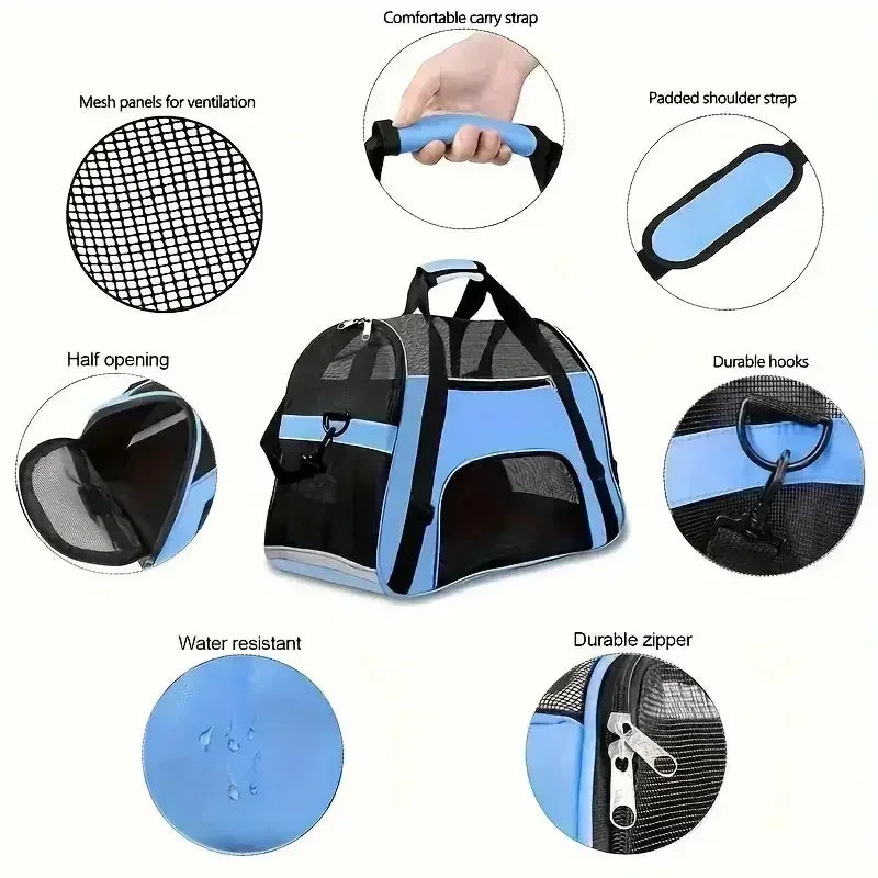 Cat Bags Portable Dog Carrier Bag Mesh Breathable Carrier Bags for Small Dogs Foldable Cats Handbag Travel Pet Bag Transport Bag - Urbizia