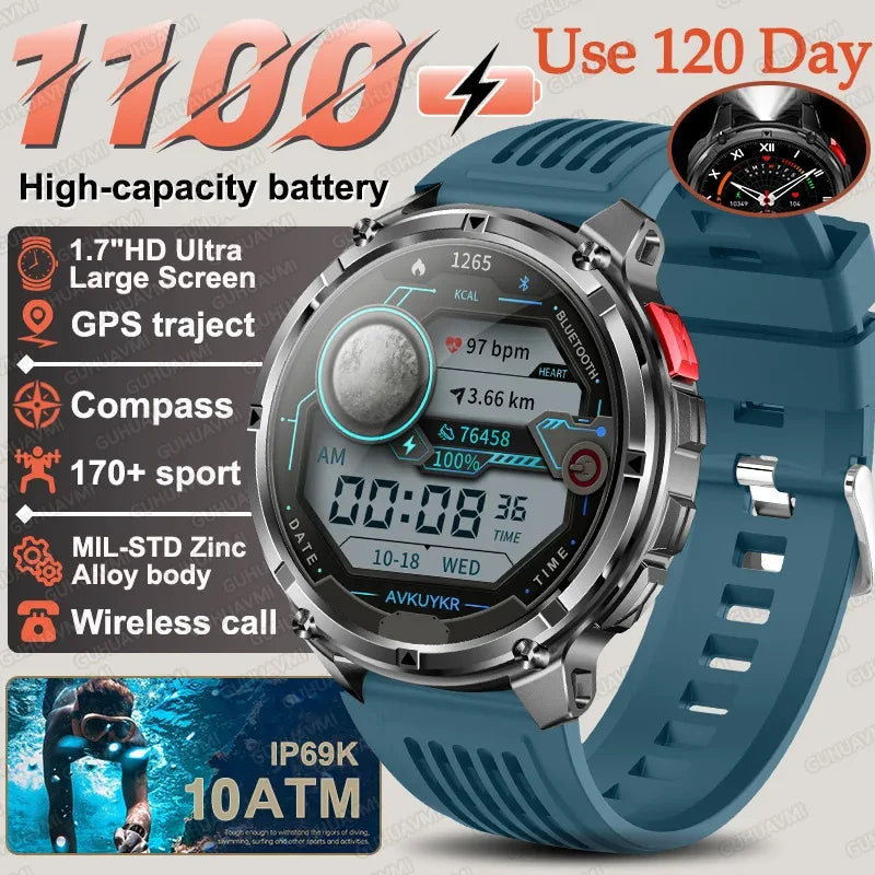 2026 New 1100mAh Big Battery Smart Watch Men Outdoor GPS Path Compass 10ATM Waterproof Bluetooth Call AMOLED HD Sport Smartwatch - Urbizia