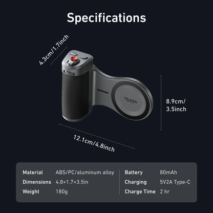 TELESIN Magnetic Master Grip Kit for iPhone 17 Pro ProMax Phone Camera Grip Standard Kit Graphene Cooling Case Handle Holder