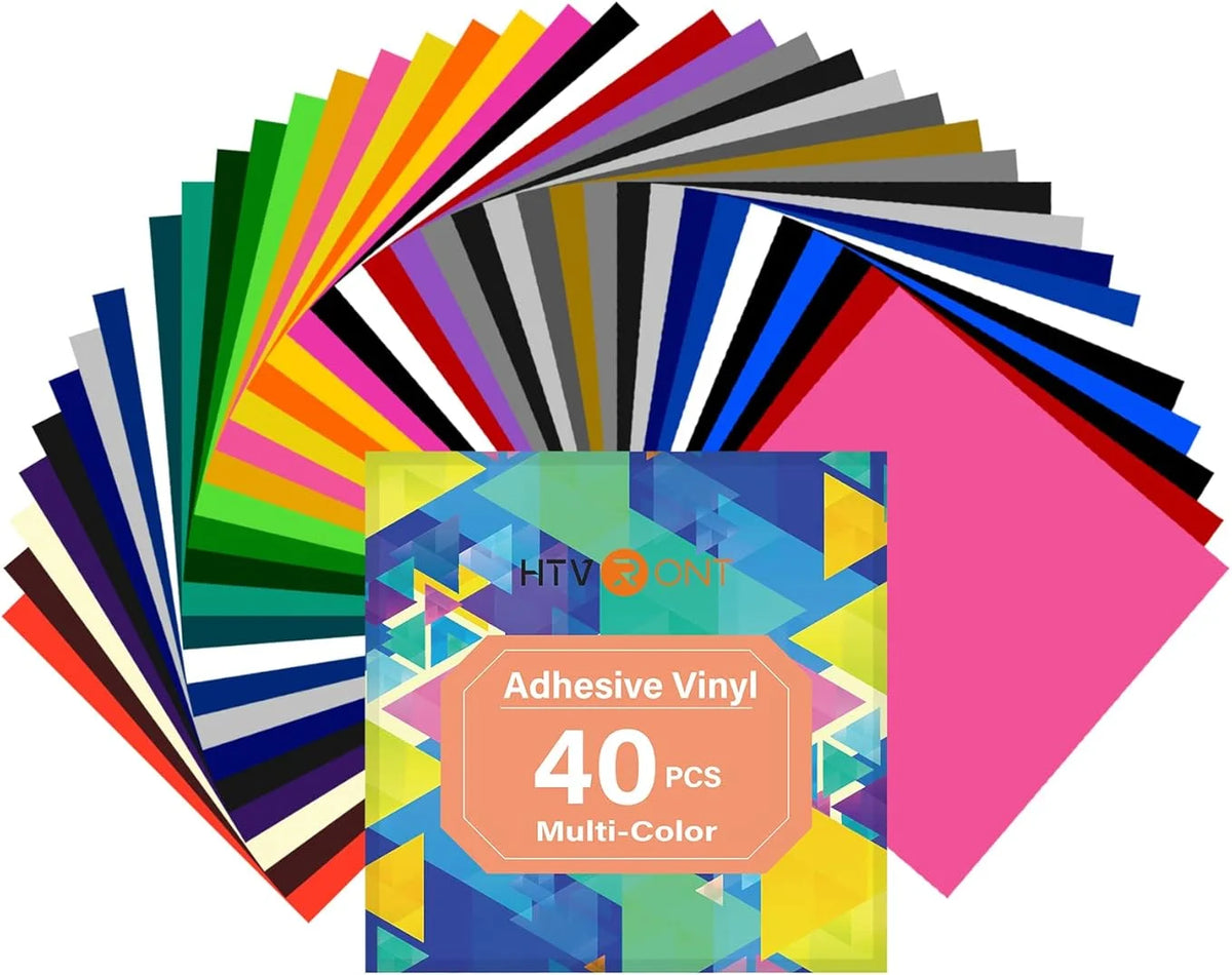 HTVRONT Permanent Adhesive Vinyl Bundle 12' X 12' Adhensive Vinyl Sheets and Transfer Tape Sets for Party Decoration, Stiker