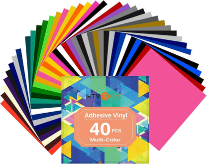 HTVRONT Permanent Adhesive Vinyl Bundle 12' X 12' Adhensive Vinyl Sheets and Transfer Tape Sets for Party Decoration, Stiker