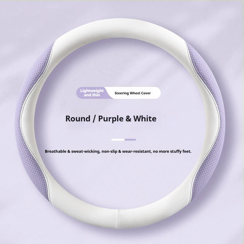 Practical Car Steering Wheel Cover Perforated Leather Four Seasons Universal Breathable Sweat Absorbent Non Slip Ultra Thin