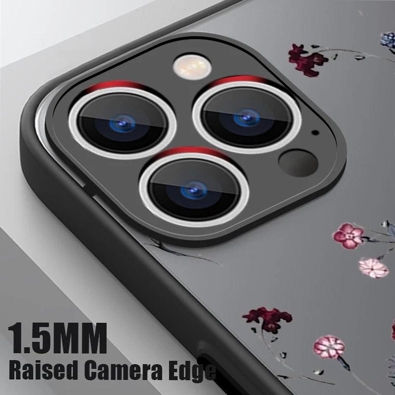 Translucent Matte Floral MagSafe Case for iPhone Series