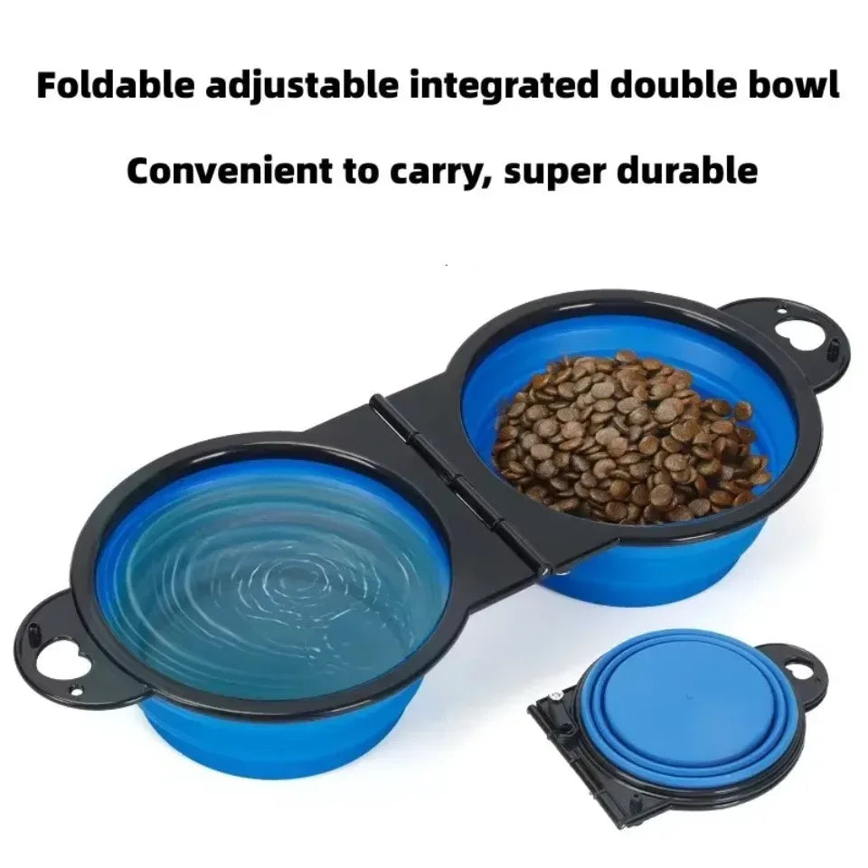 1-piece 2-in-1 Foldable Dual Bowl Feeding Bowl Portable Outdoor Travel Dog Cat Drinking Bowl Pet Supplies Outdoor Feeding Water - Urbizia