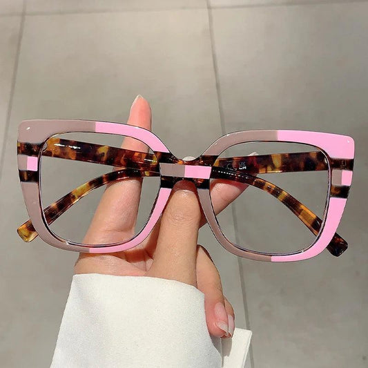 KAMMPT Oversized Square Eyeglasses Frames 2024 New in Brand Design Spectacles Ins Trendy Vintage Multicolor Rim Women Eyewear