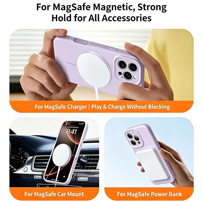 For 18 Magsafe Magnetic Wireless Charging Solid Color Soft Silicone Phone Case For iPhone 18 17 Pro Max 16 15 14 13 Bumper Cover