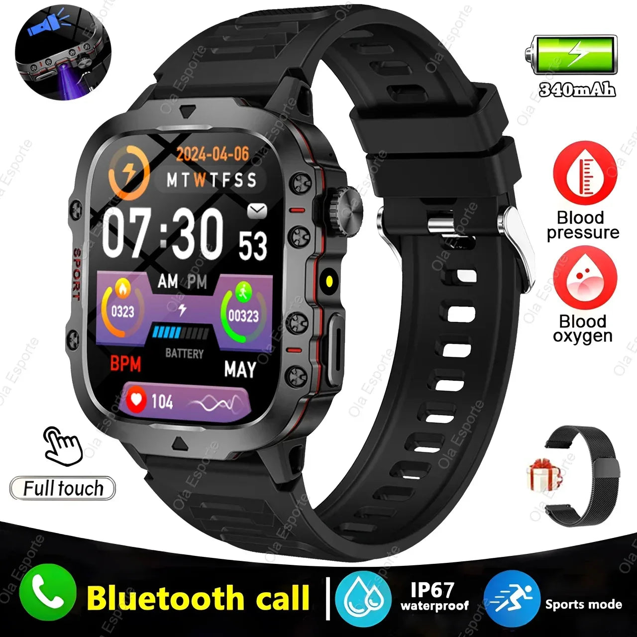 2025 New Military Smart Watch Men IP68 5ATM Outdoor Sports Fitness Tracker Health Monitoring 1.81Inch Bluetooth Calls Smartwatch - Urbizia