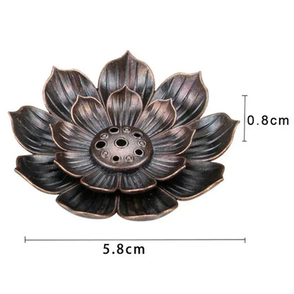 New 1PC Alloy Incense Burner Stick Holder Plate Buddhism Lotus Censer Nasturtium Bronze Incense Burner - Urbizia
