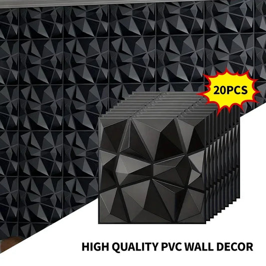 20PCS 3D Wall Panels 30x30cm Indoor Wall Decoration for Living Room Bedroom Hotel Office Mural Tile-Panel-Mold 3D Wall Sticker - Urbizia