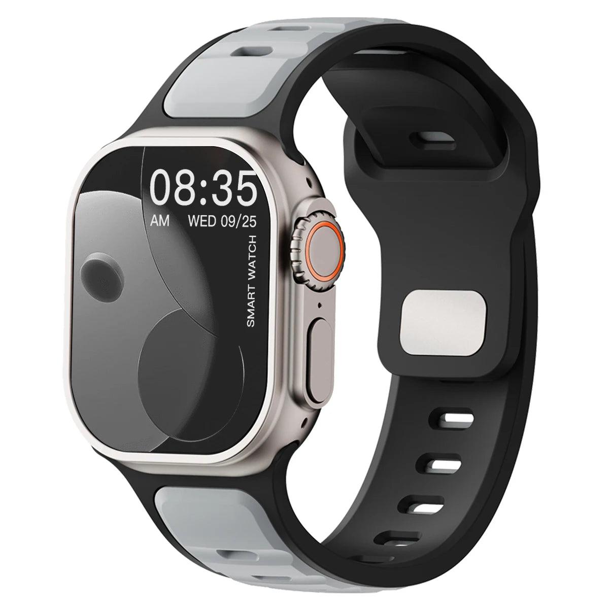For Iwatch Series 11 10 9 8 7 6 5 4 SE3 Ultra 1 2 Silicone Strap Sports Band for Apple Watch 49mm 46mm 45mm 44mm 42mm 41mm 40mm