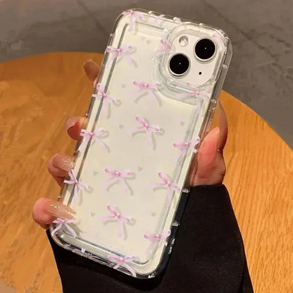 Heart Bow Shockproof Soft Clear Case for iPhone