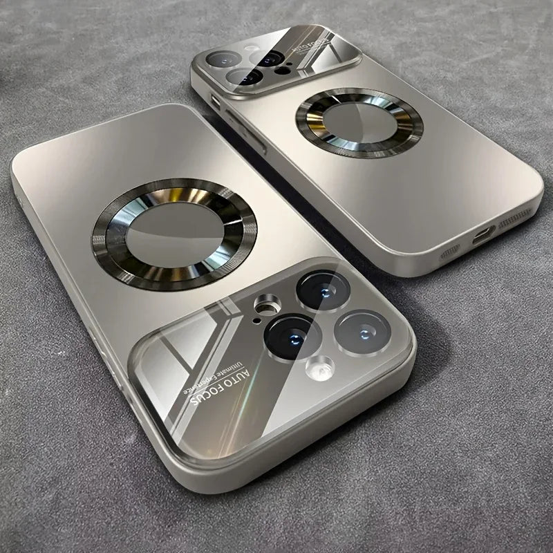 Luxury Glass MagSafe Magnetic iPhone Case Shockproof Cover