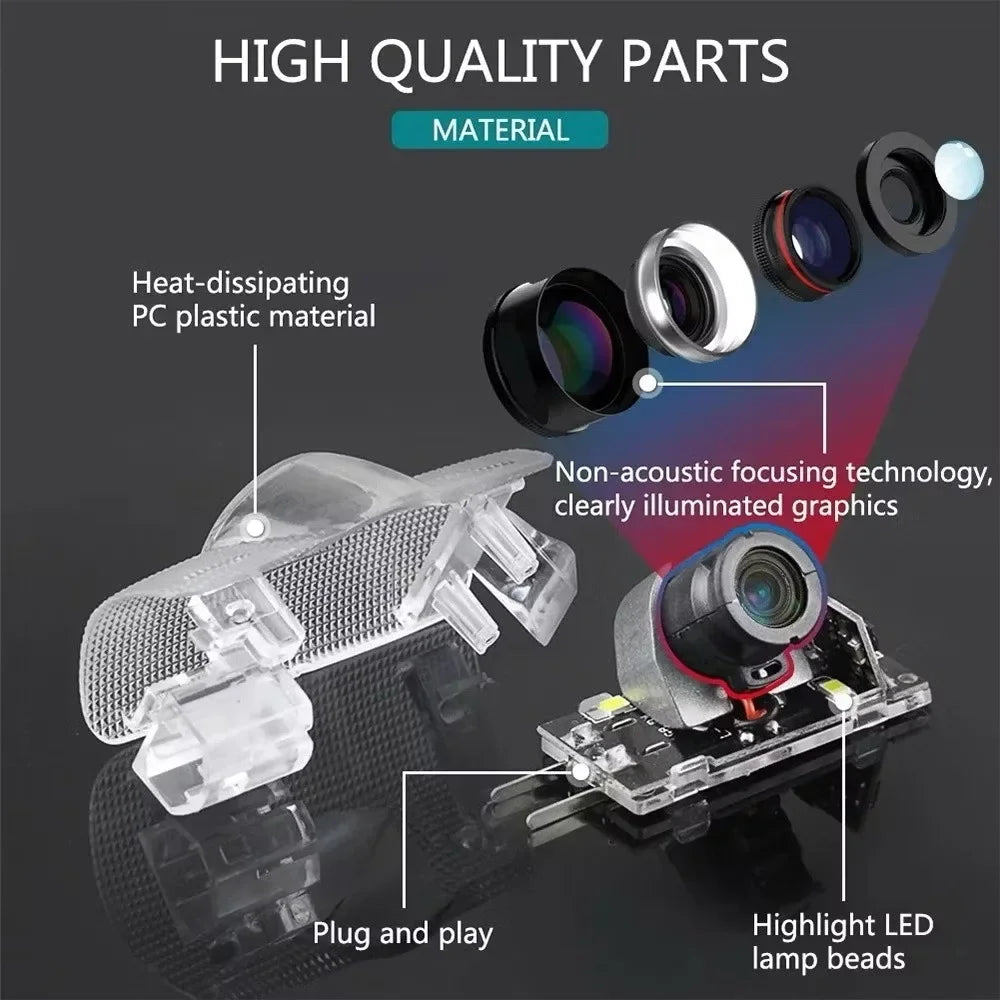 2PCS LED door welcome Lamp logo light For Toyota Camry Highlander Land Cruiser Prado Avalon Reiz Rav4 Crown CHR Prius accessory