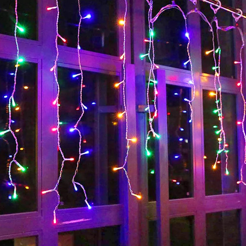 5M LED Curtain Icicle String Lights — Christmas Garland Fairy Light