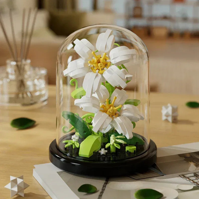 Micro particle building block bouquet handmade gift, children's puzzle toy handmade DIY sunflower desktop decoration ornament - Urbizia