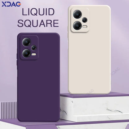Luxury Double Liner Phone Case for Xiaomi POCO X5 Pro 5G Square Liquid Silicone Back Cover POCOX5 X5Pro 360 Soft Shockproof Bags