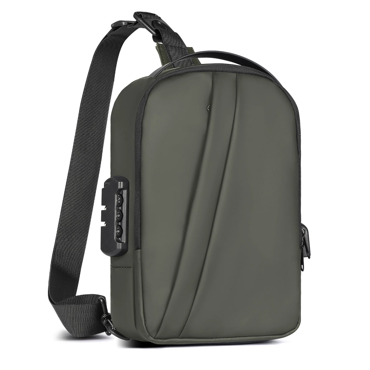 Men Anti Theft Sling Backpack with Combination Lock USB Port, Water Resistant Crossbody Chest Bag for Travel and Commuting