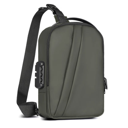 Men Anti Theft Sling Backpack with Combination Lock USB Port, Water Resistant Crossbody Chest Bag for Travel and Commuting