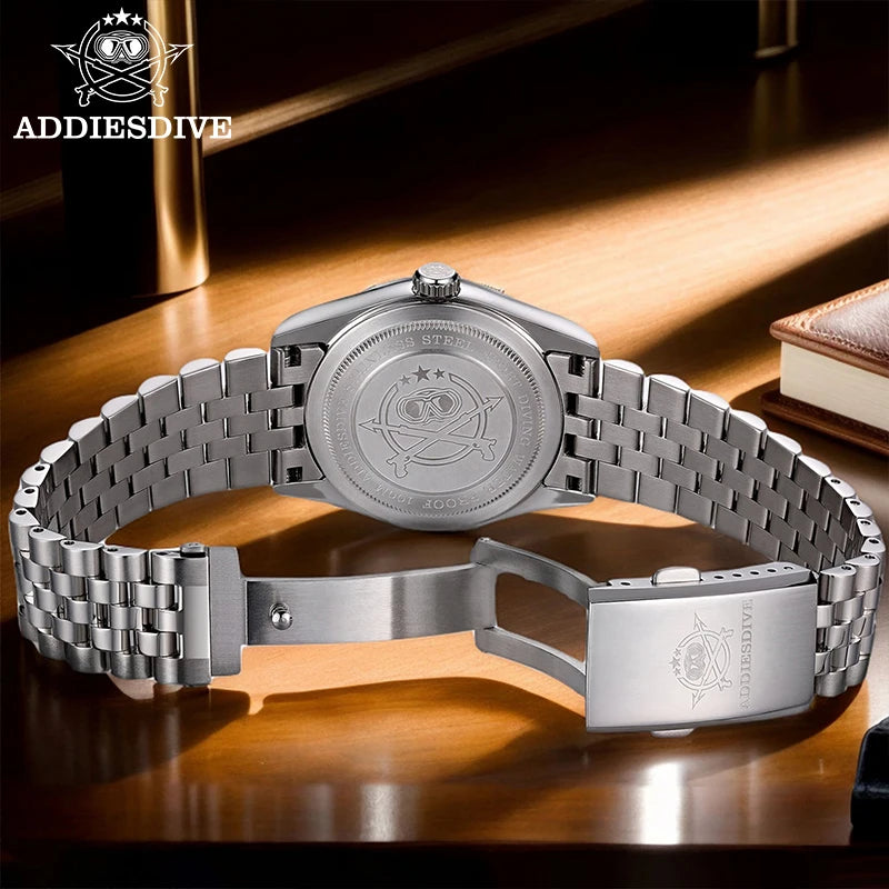 ADDIESDIVE Stainless Steel Quartz Watches For Men AD2535 reloj hombre Colorful Dial Watch Super Luminous Simple Wristwatches