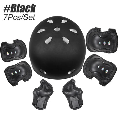 7PCS Kids Bike Helmet for Girls and Boys with Wrist Guard and Knee & Elbow Pads Adjustable Protective Gear for Toddler Skating