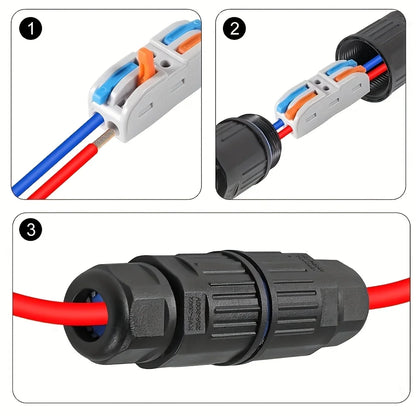 1/2Pcs IP68 Waterproof Joint Wire Quick Connection Connector 2/3 Pin Solder Less LED Lamp Wiring Outdoor Rainproof Terminal