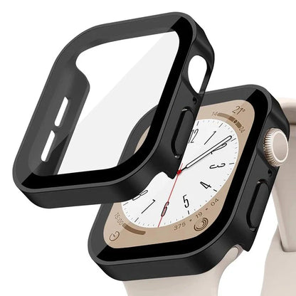 Glass+Case for Apple Watch 42 46mm 45mm 41 49 44mm 40 Mm Straight Edge Screen Protector Cover Case iWatch SE 6 7 8 9 10 11 Ultra