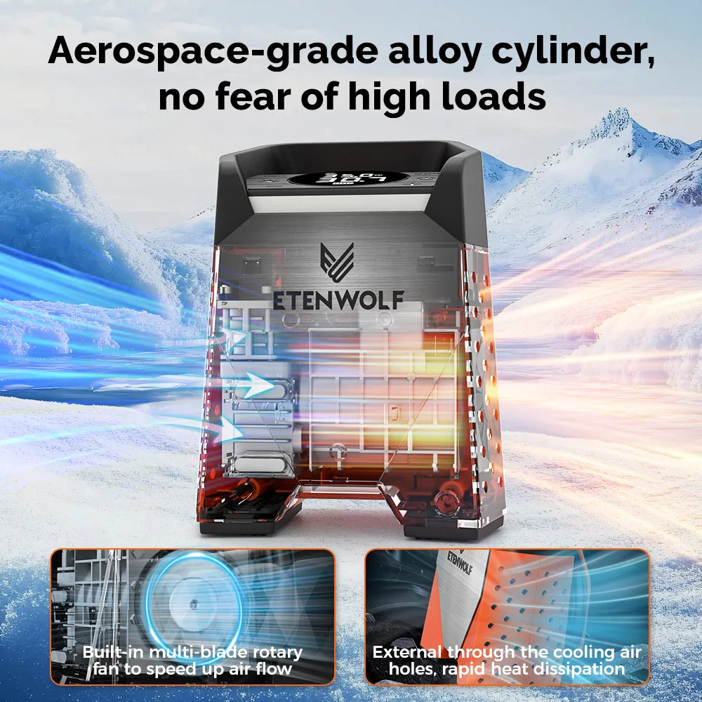 ETENWOLF ZEPHYR S3 Portable Tire Inflator 100% Duty Cycle 160 PSI Car Air Compressor 7800mAh For Cars Motorcycles Balls (New)