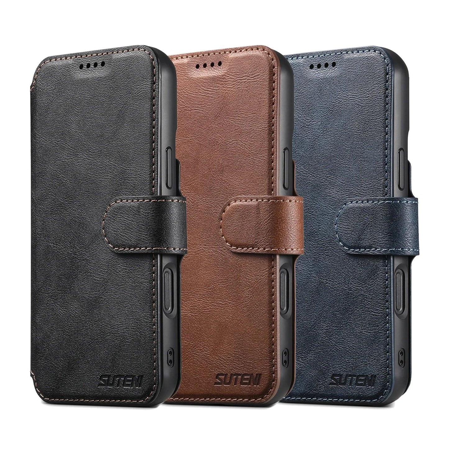 PU Leather Wallet Flip Case with Card Holder for iPhone