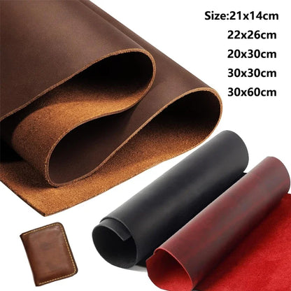 Leather Crazy Horse Oil Tanned Cowhide1-2mm Thick Craft DIY Choice Size & Color