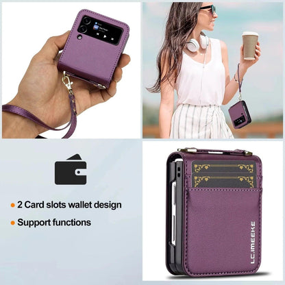 Crossbody Cards Solt Wallet Leather Case For Samsung Galaxy Z Flip 8 7 FE 6 5 4 3 5G Flip6 Flip7 Hand Strap Lanyard Pocket Cover