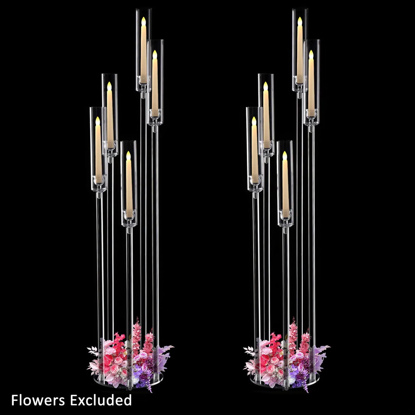 Clear Acrylic Floor Candelabra 5 Arm Tall Candlestick Holder for Wedding Table Centerpiece Ceremony Party Home Decoration 10PCS
