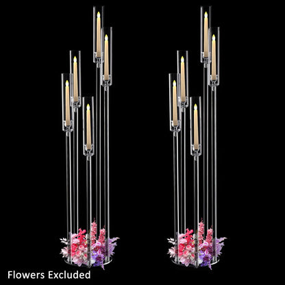 Clear Acrylic Floor Candelabra 5 Arm Tall Candlestick Holder for Wedding Table Centerpiece Ceremony Party Home Decoration 10PCS