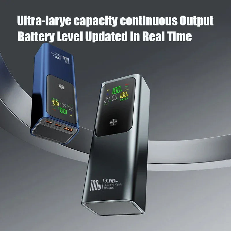 50000mAh Portable Color Screen Power Bank Supports PD100W Bidirectional Fast Charging Suitable For IPhone Laptop Samsung Xiaomi