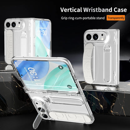Portable Silicone Palm Strap Wristband Hinge Phone Case For iPhone Ultra 18 Fold Hard PC Slim Cover With HD Screen Protector