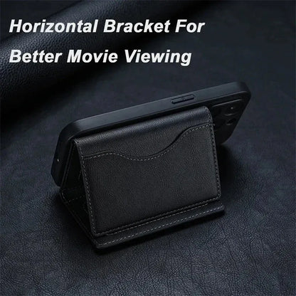 Powerful Magnetic Leather Wallet Magsafe for IPhone 16 15 Pro Max for IPhone 15 14 Pro Card Holder Phone Pouch Protective Case