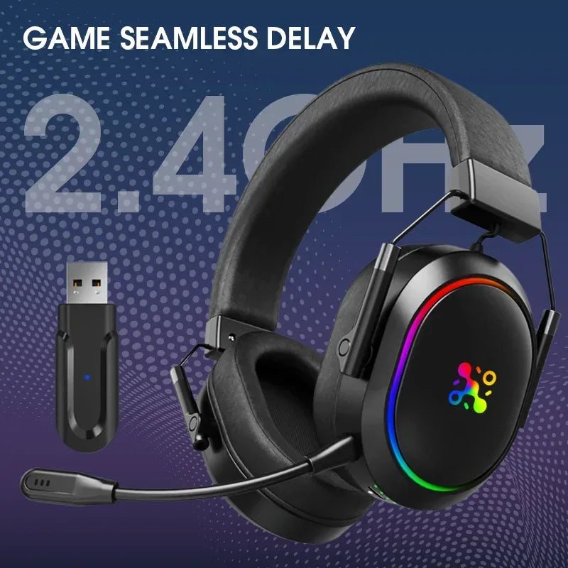 LDON Wireless Gaming Headset for PS5 PS4 Bluetooth 2.4GHz Headphone with Surround Sound Memory Foam for Switch Laptop Mobile Mac - Urbizia