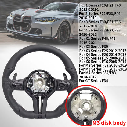 Perforated Flat Steering Wheel For BMW E90 E87 E70 E84 F10 F06 F20 F30 F15 F25 F23 F48 Black Button Fat Sport Upgrade